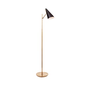 Gold metal floor lamp with black shade product image