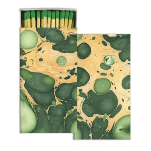 product image of paper matches with a green match tip