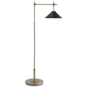 Silver iron floor lamp with satin black metal shade product image