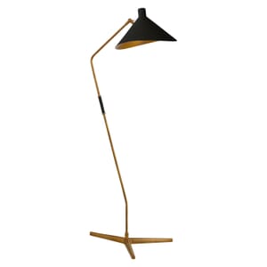 Bronze metal floor lamp with oversized black shade product image