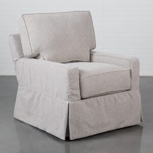 Bethany swivel glider chair in a nutural fabric with subtle stripes product image