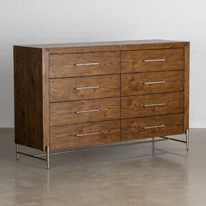 8 drawer dresser made with solid wood with jewelry-like custom hardware in a pewter finish product image