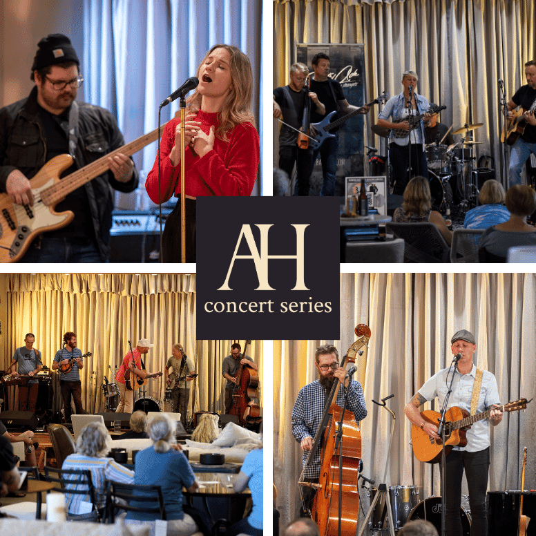 August Haven Live! collage of different local artists performing in the Appleton August Haven showroom..