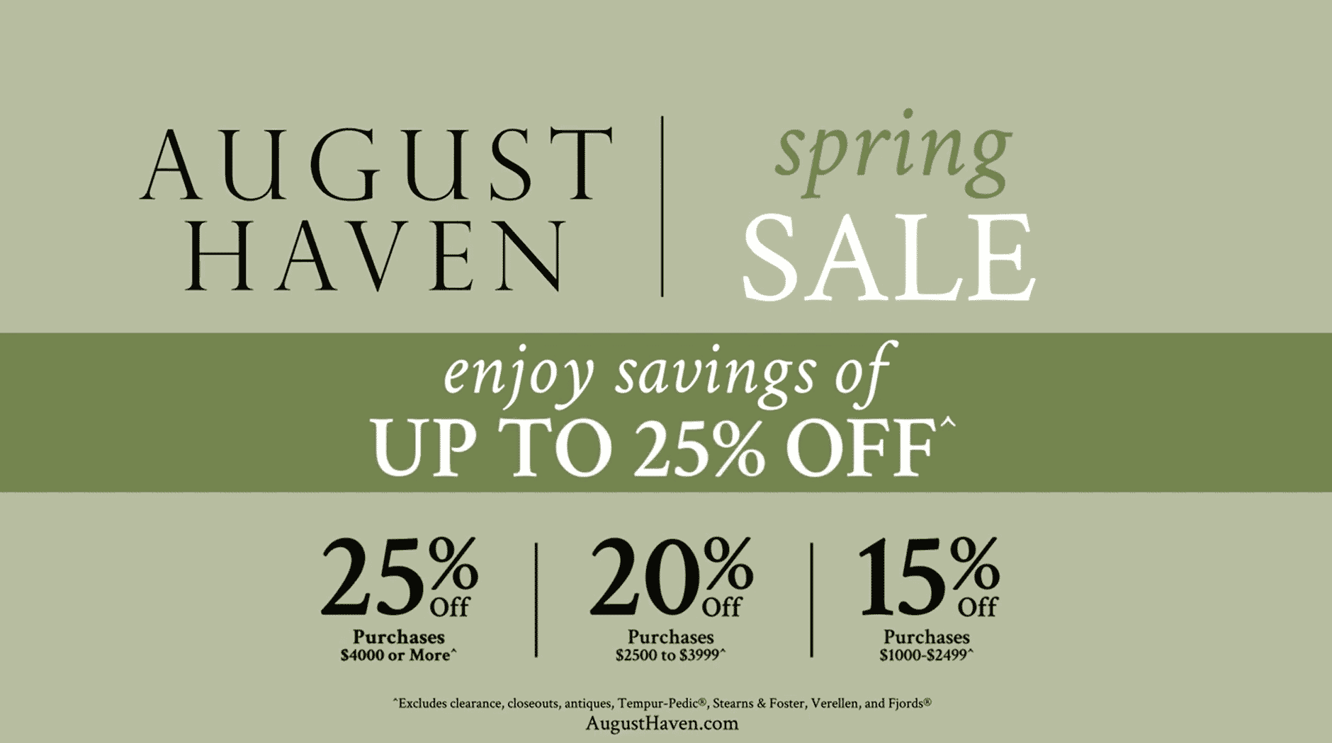 August Haven Spring luxury furniture sale