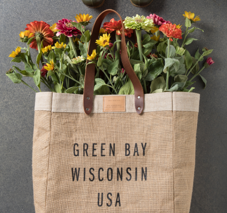 Green Bay Wisconsin Market Bag filled with flowers