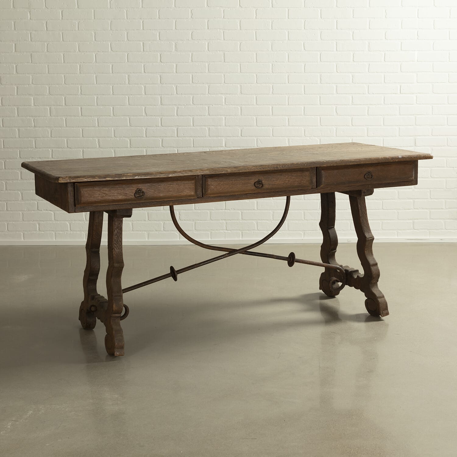Antique Desk W/ Metal Bar