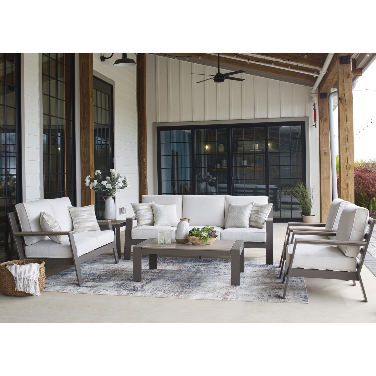 Sunny 5-pc. outdoor seating collection with metal frame and natural cushions