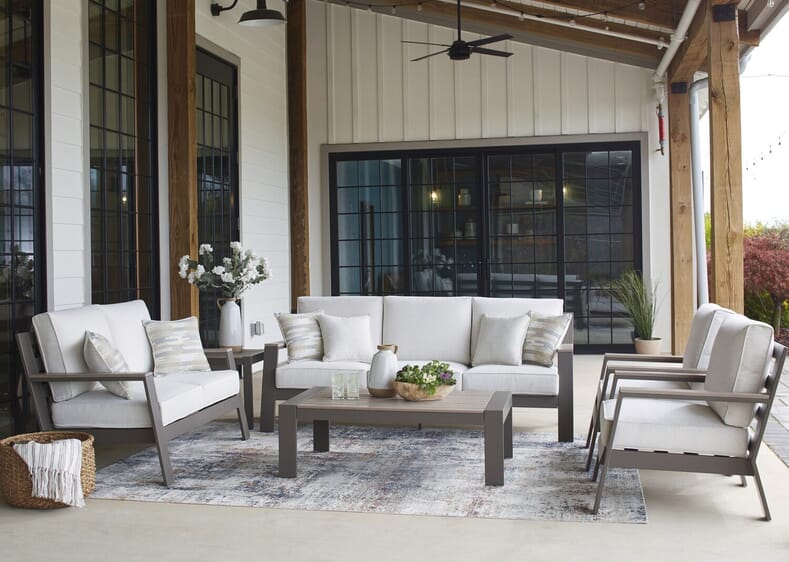 Sunny 5-pc. outdoor seating collection with metal frame and natural cushions
