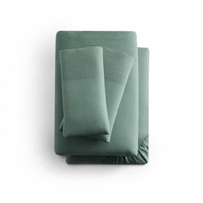 Linen-Weave Cotton Sage Full Sheets