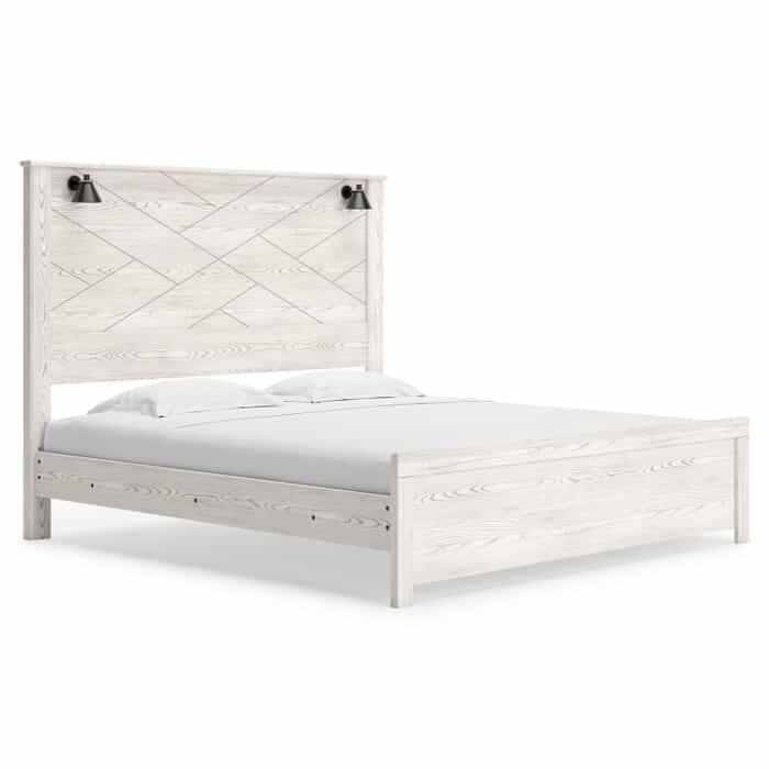 Cedric King White Panel Bed