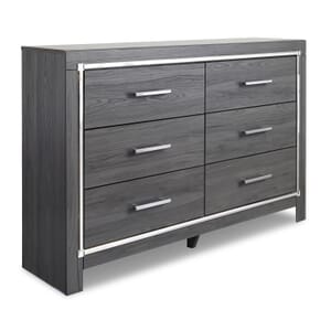 gray dresser with 6-drawers and silver hardware product image