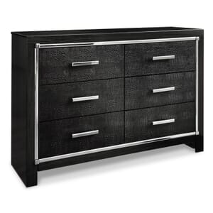 black faux alligator textured 6-drawer dresser with silver hardware product image