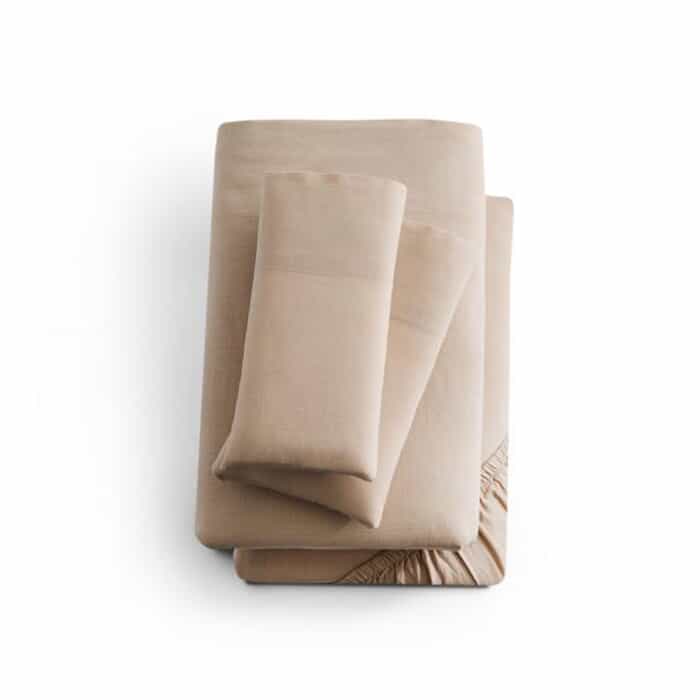 Linen-Weave Cotton Sand Split King Sheets