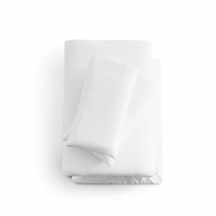 Linen-Weave Cotton White Queen Sheets