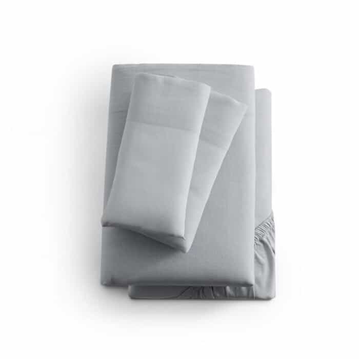 Linen-Weave Cotton Fog Split King Sheets