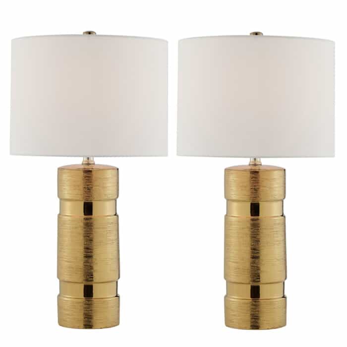 S/2 Brush Gold Table Lamps